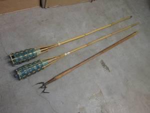lot 200 image: (RMDR) 2 Bamboo Torch Holders and G...