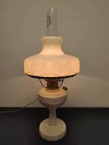 Aladdin Milk glass Converted Oil Lamp