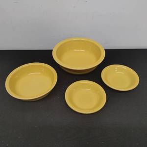 lot 13 image: Set of 4 Fiesta Bowls in yellow, potentially Daffodil tone