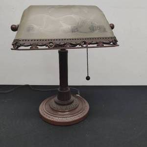 lot 75 image: Piano or Desk Lamp with Glass Shade