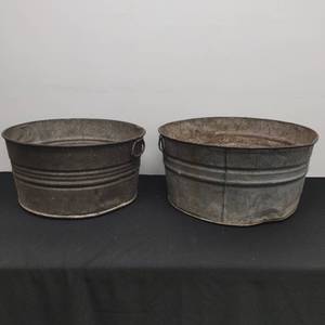 lot 91 image: Two Galvanized Tubs