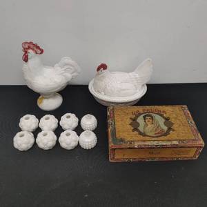 lot 115 image: Collection of Milk Glass Dcor