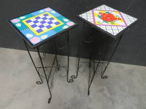 lot 8 image: CERAMIC TILE  PLANT STANDS