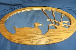 lot 72 image: DECORATIVE WOODEN MIRROR WITH DUCKS