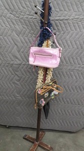 lot 93 image: COACH PURSE  GIANI BERNINI POURSE  VINTAGE UMBRELLA  COATRACK