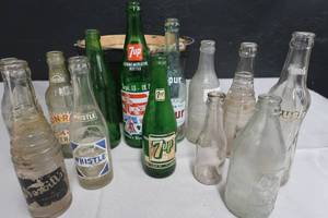 lot 114 image: BASKET FULL OF VINTAGE BOTTLES