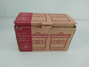 Pair Of Longaberger Condiment Crocks