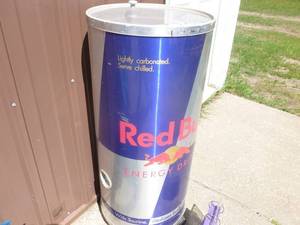 lot 1 image: Red Bull Cooler. 36 x 16. good used condition. As shown.