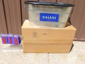 lot 14 image: Dasani Glavanized cooler tub. New in box. Plastic liner. 21 x 12 x 10. As shown.