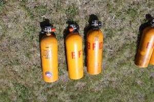 lot 667 image: Lot of (3) Scott Compressed Breathing Air Tanks 2216-PSI