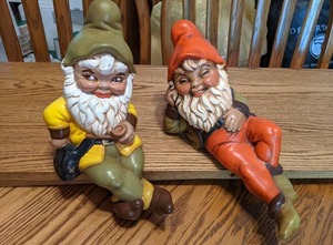 lot 47 image: (2) Vintage Hand Painted Ceramic Gnomes