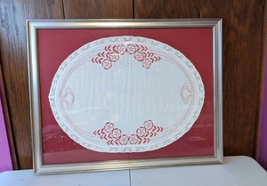 lot 200 image: Framed Handmade Embroidered Fabric Art