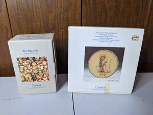 lot 201 image: Vintage Goebel Hummel Shepards Boy Plate and Figurine 1990
