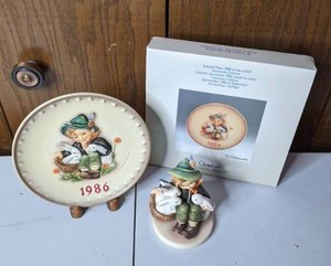 lot 227 image: Vintage Hummel 1986 Playmates Plate with Matching Figurine