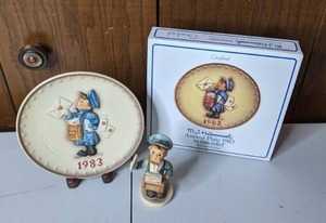 lot 230 image: Vintage Hummel 1983 The Postman Plate with Matching Figurine