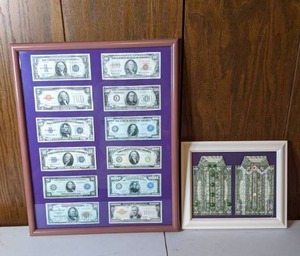 lot 242 image: Framed Dollar Bill Art