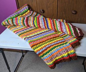 lot 246 image: Super Colorful Vintage Rainbow Afghan