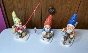 lot 316 image: (3) Gnome Figurines