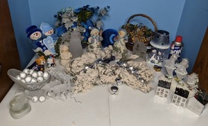 lot 387 image: Lot of Icy Blue Christmas Decor