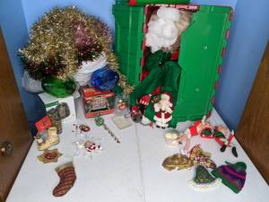 lot 363 image: Storage Container Filled with Christmas Decor