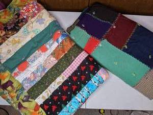 lot 339 image: (2) Rustic Handmade Quilts