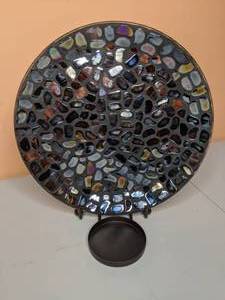 lot 143 image: Stunning Partylite Mosaic Plate with Candle Holder