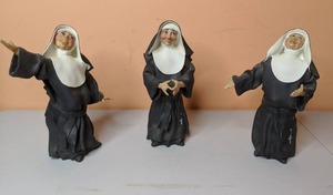 lot 152 image: (3) Happy Nun Figurines