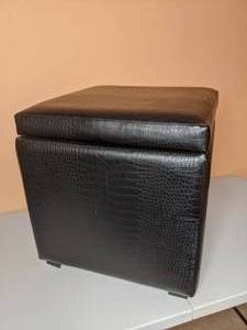 lot 100 image: Black Faux Alligator Storage Ottoman