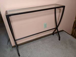 lot 108 image: Narrow Console Table with Glass Top