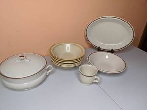 lot 109 image: Dishware with Brown Trim See photos