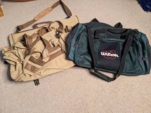 lot 194 image: (2) Duffle Bags and Vintage Garment Bag