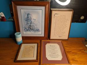 lot 198 image: Pillar Candle, Framed Art Print, Embroidery, Poetry