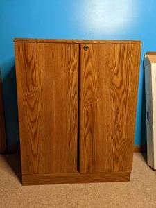 lot 199 image: Wood Storage Cabinet with Interior Shelving