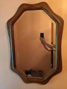 lot 411 image: Octagonal Mirror with Wood Frame