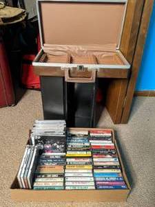 lot 184 image: Vintage Lot of Cassette Tapes and CDs with Storage