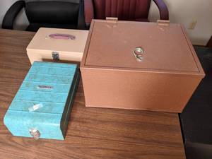 lot 81 image: Vintage Hercules Safe, Tower Lockbox, and Smaller Lockbox