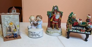 lot 305 image: (3) Christmas Music Boxes and Snow Globe