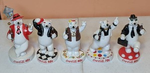 lot 285 image: (5) Vintage Coca-Cola Decades Polar Bear Figurines