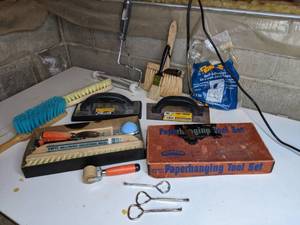 lot 261 image: Home Improvement Items Drywall Tape, Painting Supplies, Wallpaper Hanging Kit