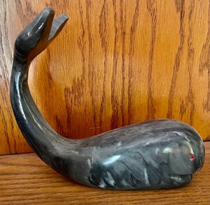 lot 24 image: Marble Whale Figures