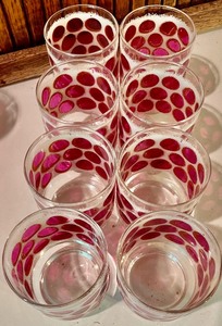 lot 89 image: Gorgeous Hot PinkRed Polka Dot Glassware