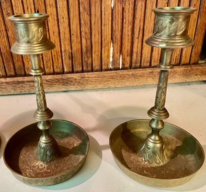 lot 85 image: 3 Sets of Brass Candle Stick Holders