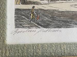 lot 210 image: Vintage Framed Colored Etching