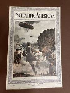 lot 247 image: 1917 Scientific American Print Titled A Perilous Parachute Landing In Windy Weather