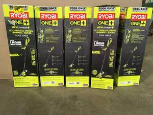 Lot of 5 Ryobi 18V Cordless 13 in string trimmer edger tool only open box see pictures