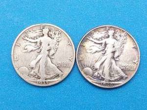 lot 23 image: 2 Walking Liberty Half Dollars, 90% Silver-1935-S & 1946