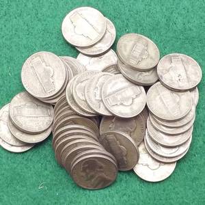 lot 66 image: 52 35% Silver War Nickels--Nearly 3 Troy Oz of actual Silver Weight