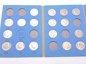 lot 73 image: 17 Kennedy Half Dollars, 5 are BU 40% Silver & 12 Clad--ALL Different DatesMintmarks in Folder