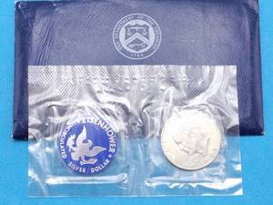 lot 74 image: 1971-S Eisenhower Silver Dollar, 40% Silver, Original Pkg.