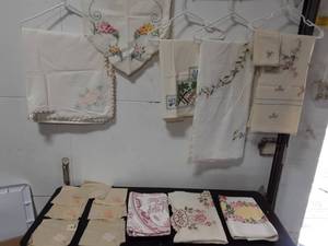 lot 7 image: Lot Of Table Linens, Napkins, Dresser Scarf (Most Are Embroidered)